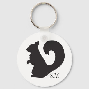 Eekhoorn dier bos silhouet initialen sleutelhanger