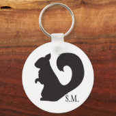Eekhoorn dier bos silhouet initialen sleutelhanger (Voorkant)