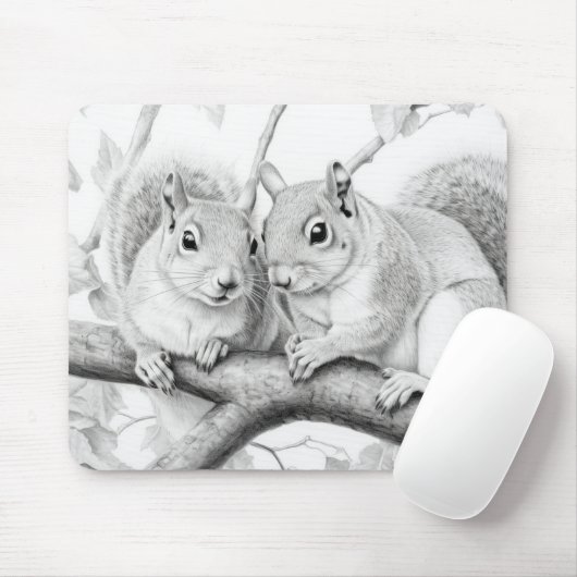 Eekhoorn Dier Discovery Wild Natuur Ink Sketch Muismat (Met muis)