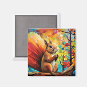 Eekhoorn Dierenportret Kleurrijk Schilderij Magneet (Voorkant / Achterkant)