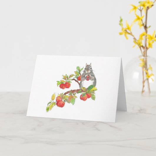 Eekhoorn Drink cider in appelboom Kaart (Gele Bloem)