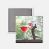 Eekhoorn Drink een cocktail bij Happy Hour Magneet (Voorkant / Achterkant)