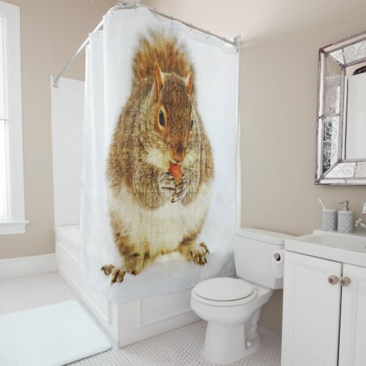 Eekhoorn Een eikel Douchegordijn (In situ)