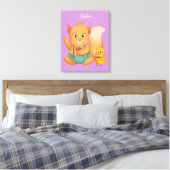 Eekhoorn & Eend, DIY Naam Wit, Bord Lavendel Canvas Afdruk (Insitu (Slaapkamer))
