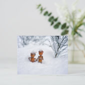 Eekhoorn elven op een sneeuw - winter briefkaart (Staand voorkant)