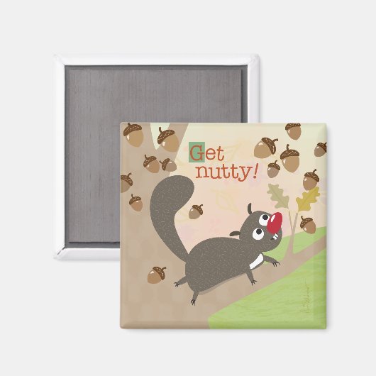 Eekhoorn en Acorns Magnet (Voorkant / Achterkant)