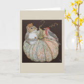 Eekhoorn en afwerking gevouwen Wenskaart Kaart (Gele Bloem)