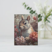 Eekhoorn en bloemen briefkaart (Staand voorkant)