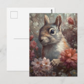 Eekhoorn en bloemen briefkaart (Voorkant / Achterkant)
