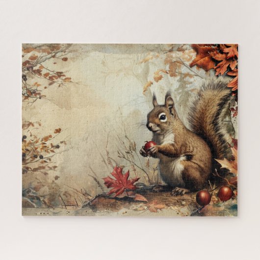  Eekhoorn en Eikels in Herfst 16x20 Legpuzzel (Horizontaal)
