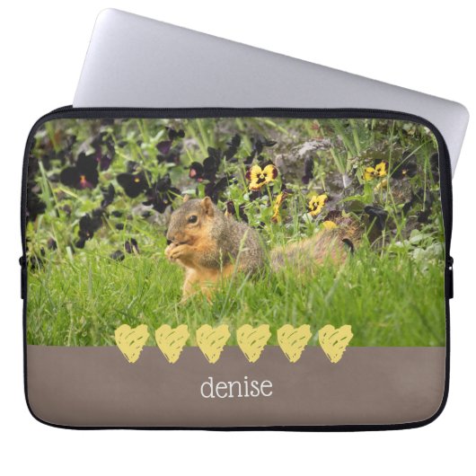 Eekhoorn en geel hart Elektronica Bag Laptop Sleeve (Voorkant)