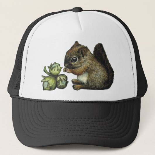 Eekhoorn en hazelnoten trucker pet (Voorkant)