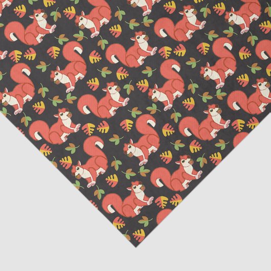 Eekhoorn en herfst leder Patroon Tissuepapier (Detail)