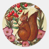 Eekhoorn en Holly winter Rode Eekhoorns Ronde Sticker (Voorkant)
