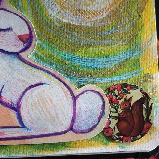 Eekhoorn en Holly winter Rode Eekhoorns Ronde Sticker