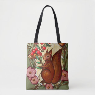 Eekhoorn en Holly winter Rode Eekhoorns Tote Bag