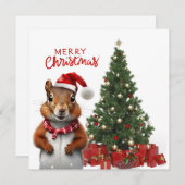 Eekhoorn en Kerstboom Feestdagenkaart (Voorkant / Achterkant)