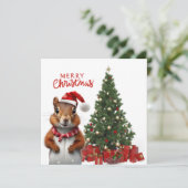 Eekhoorn en Kerstboom Feestdagenkaart (Staand voorkant)