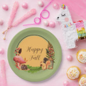 Eekhoorn en natuur met aanpasbare tekst papieren bordje (Feest)