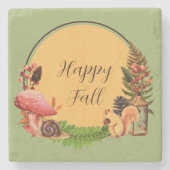 Eekhoorn en natuur met aanpasbare tekst stenen onderzetter (Voorkant)