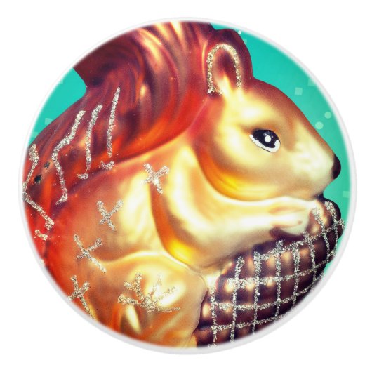 Eekhoorn en pinecone  herfst winter ornament keramische knop (Voorkant)