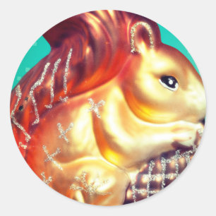 Eekhoorn en pinecone herfst winter ornament ronde sticker