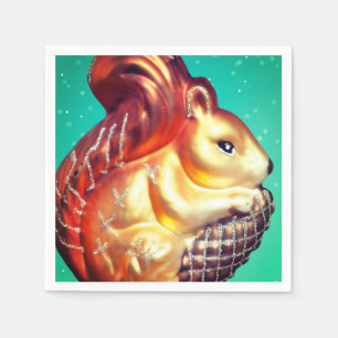 Eekhoorn en pinecone  herfst winter ornament servet