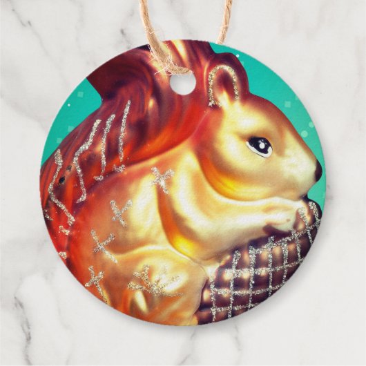 Eekhoorn en pinecone ornament herfst winter bedankjes labels (Achterkant)