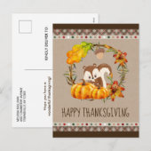 Eekhoorn en pompoenen Happy Thanksgiving Feestdagenkaart (Voorkant / Achterkant)