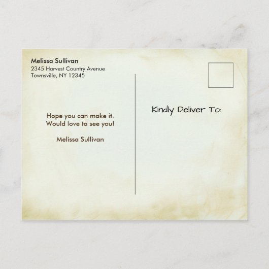 Eekhoorn en Pompoenen Herfst Roestig STD Aankondigingskaart (Achterkant)