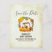 Eekhoorn en Pompoenen Herfst Roestig STD Aankondigingskaart (Voorkant)