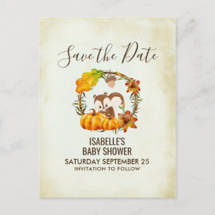 Eekhoorn en Pompoenen Herfst Rustieke STD Aankondigingskaart