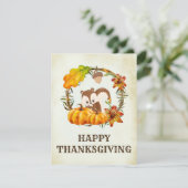 Eekhoorn en pompoenen Herfst rustieke Thanksgiving Feestdagenkaart (Staand voorkant)