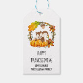 Eekhoorn en pompoenen Rustic Wreath Cadeaulabel (Voorkant)