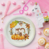 Eekhoorn en pompoenen Rustic Wreath Papieren Bordje (Feest)