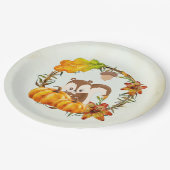 Eekhoorn en pompoenen Rustic Wreath Papieren Bordje (Gekanteld)