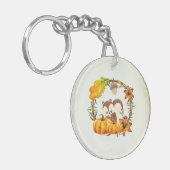 Eekhoorn en pompoenen Rustic Wreath Sleutelhanger (Voorkant Links)