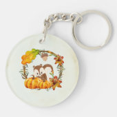 Eekhoorn en pompoenen Rustic Wreath Sleutelhanger (Achterkant)
