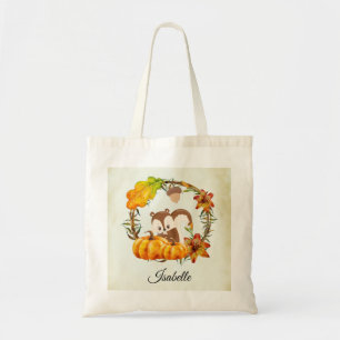 Eekhoorn en pompoenen Rustic Wreath Tote Bag