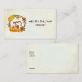 Eekhoorn en pompoenen Rustic Wreath Visitekaartje (Voorkant / Achterkant)