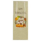 Eekhoorn en pompoenen Rustic Wreath Wijn Cadeautas (Voorkant)