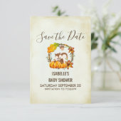 Eekhoorn en Pompoenen Rustieke Wreath STD Save The Date (Staand voorkant)