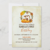 Eekhoorn en pompoenen Verjaardagsfeestje Uitnodige Kaart (Voorkant)