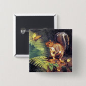 eekhoorn en vlinderduin vierkante button 5,1 cm (Voorkant /achterkant)