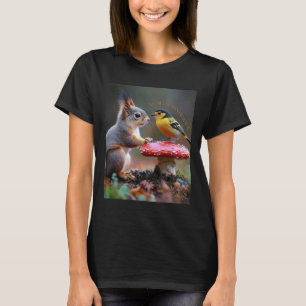 Eekhoorn en Vogel Bos Vriendschap Vrouw Biologisch T-shirt