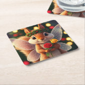 Eekhoorn Fairy Christmas Paper Onderzetters (Schuin)
