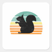 Eekhoorn Fluisteraar Retro Sunset Silhouet  Vierkante Sticker (Voorkant)