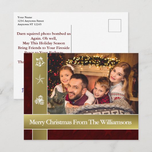 Eekhoorn Foto Bombs Familie Foto Kerstmis Briefkaart (Voorkant / Achterkant)