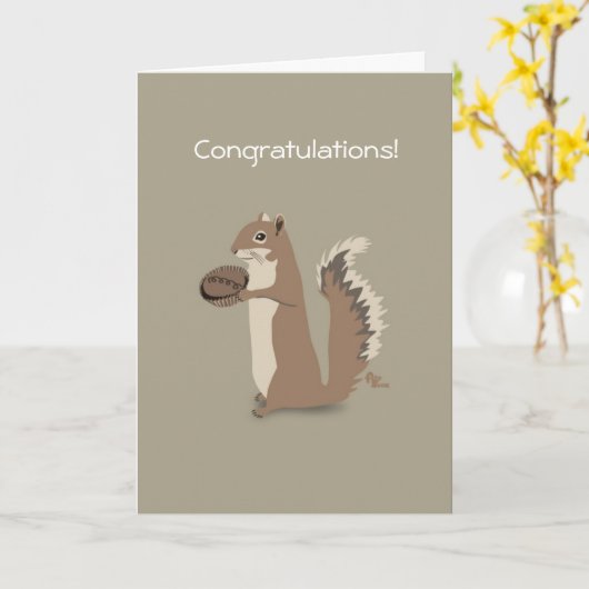 Eekhoorn gefeliciteerd Kaart (Gele Bloem)