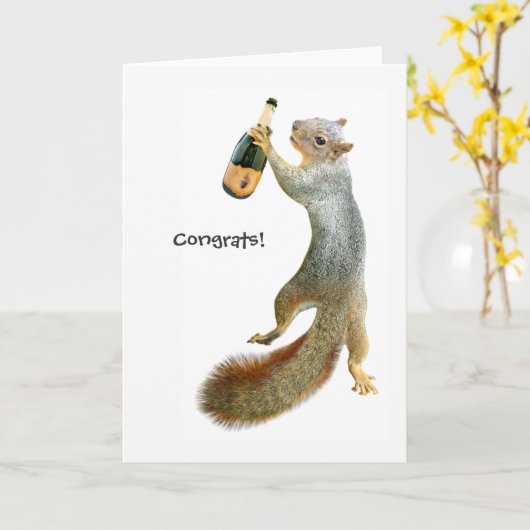 Eekhoorn gefeliciteerd Kaart (Gele Bloem)